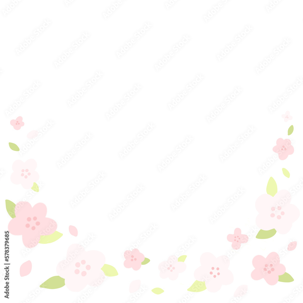 Cherry blossoms and leaves illustration, 벚꽃 과 잎 일러스트 Cherry blossoms and leaves illustration, 벚꽃 과 잎 일러스트