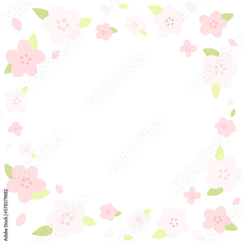 Cherry blossoms and leaves illustration, 벚꽃 과 잎 일러스트