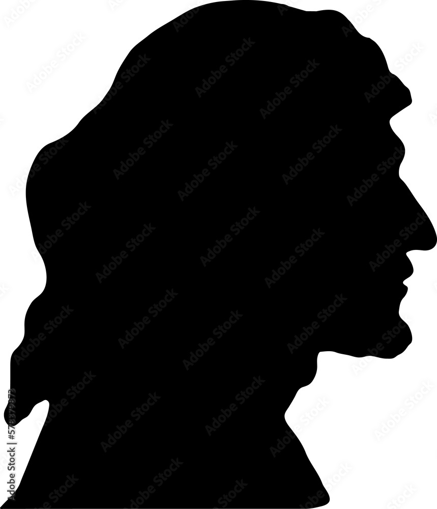 Silhouette of Man's Head on a white background.