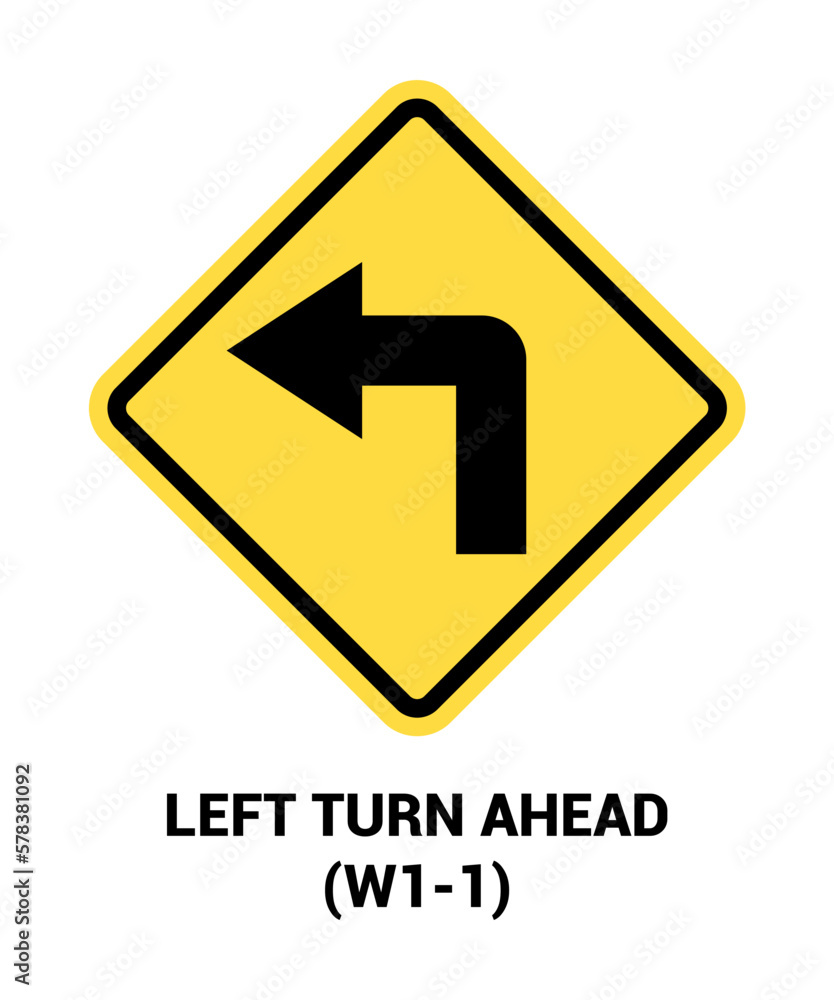 traffic sign on white Manual On Uniform Traffic Control Device Turn Left Road Sign Symbol traffic sign on white Manual On Uniform Traffic Control Device Turn Left Road Sign Symbol