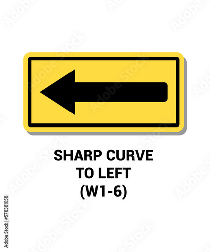 Manual On Uniform Traffic Control Device Sharp Curve To Left Road Sign Symbol