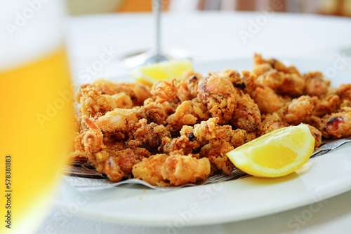 Chipirones fritos (Fried baby squid), Spanish typical tapas 