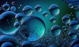 A lot of bubbles in a blue liquid close-up, generative AI