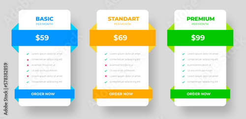 Ui UX pricing design tables with tariffs, subscription features checklist and business plans. pricing plans table and pricing chart Price list for web or app. Product Comparison business web plans.