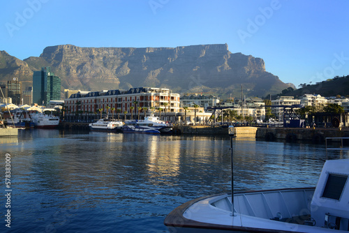Table Mountain, seen from the Victoria and Alfred Waterfront, Cape Town, South Africa