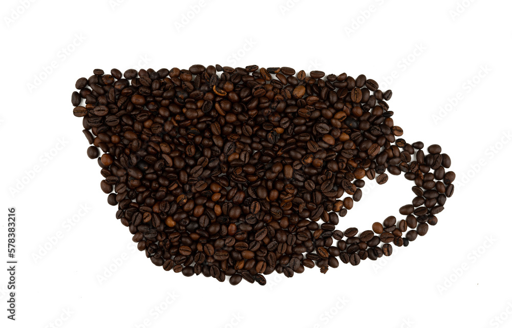 Coffee bean in mug shape isolated Coffee bean in mug shape isolated