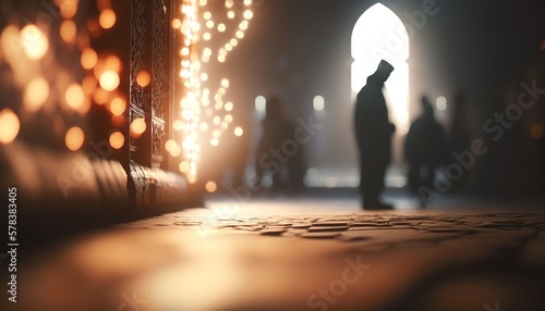 muslim praying in mosque, Generative AI