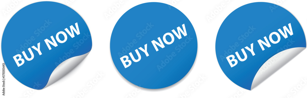 BUY NOW - blue round sticker banners BUY NOW - blue round sticker banners