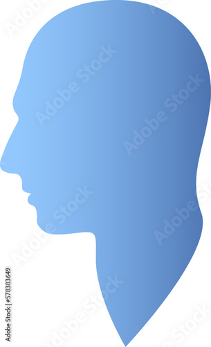 Blue profile head avatar. Male face side view. Man silhouette. Vector illustration.
