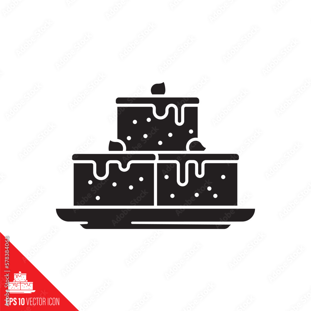 Stacked Brownie cakes vector glyph icon Stacked Brownie cakes vector glyph icon