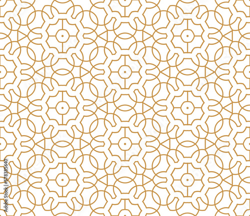 Vector abstract oriental pattern. gold line with Arabic ornaments. Patterns, backgrounds and wallpapers for your design. Textile ornament. Vector illustration.