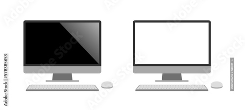 正面から見たデスクトップPCのシンプルなイラスト
