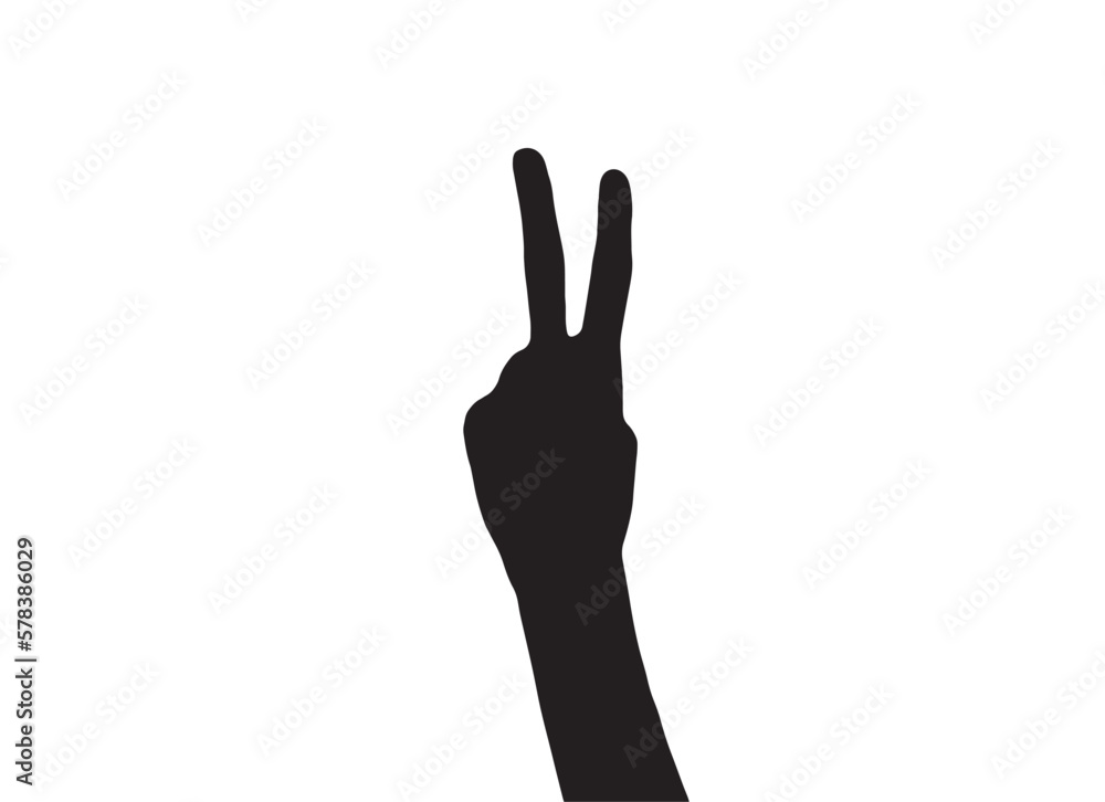 Hand showing number two with finger, silhouette vector. Counting with hand. Hand showing number two with finger, silhouette vector. Counting with hand.