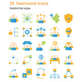 Teamwork icons. 64x64 flat style
