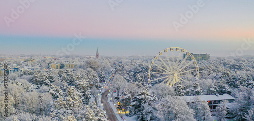 Lithuania at winter time and snow in popular sea side