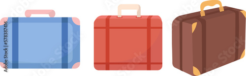 set of suitcases in flat style, vector
