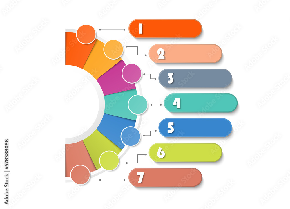 Basic circle infographic with 7 steps, process or options. Basic circle infographic with 7 steps, process or options.