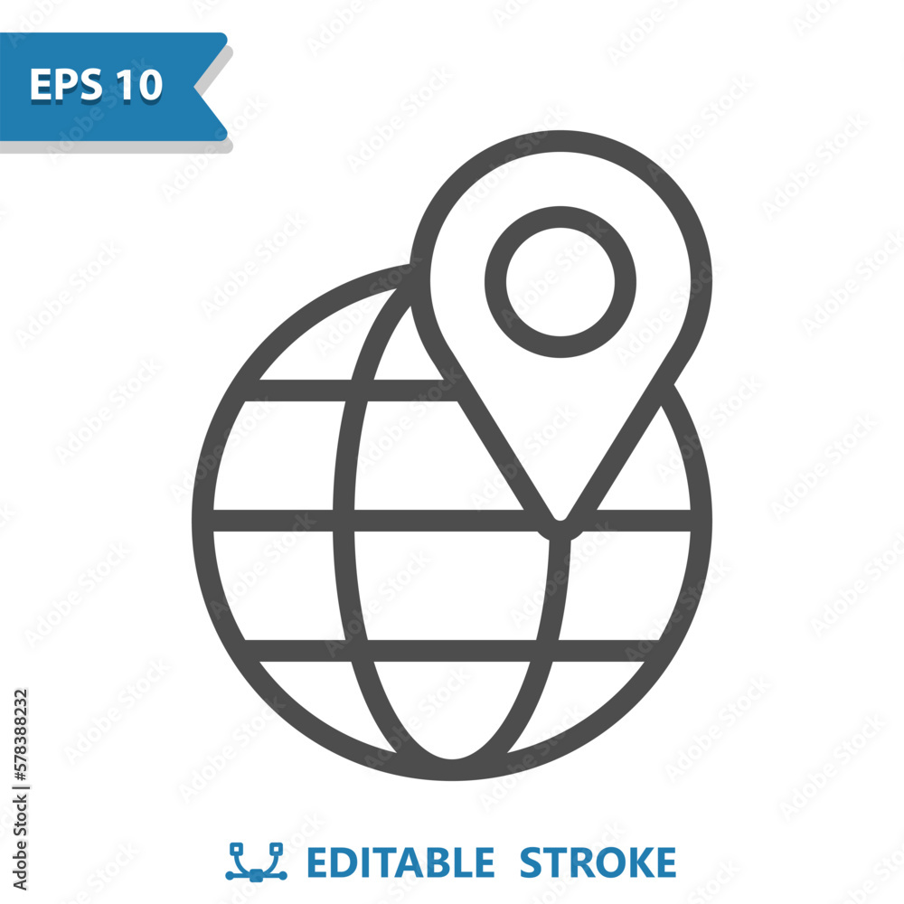 Destination - Location - Globe With Map Marker Icon Destination - Location - Globe With Map Marker Icon