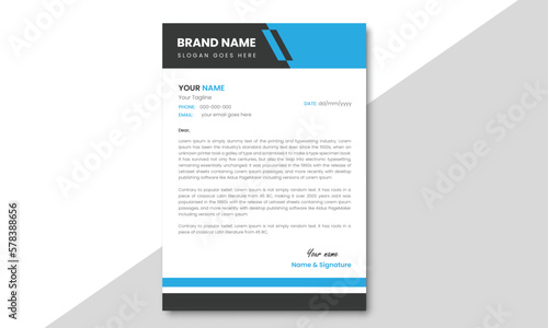 Modern & Minimal Corporate corporate letterhead template design, Clean & Professional business style design with geometric shapes. Vector graphic design.