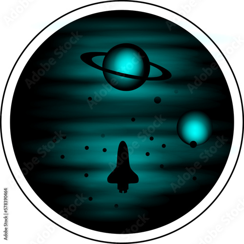 Weltall: Planenten mit Space Shuttle