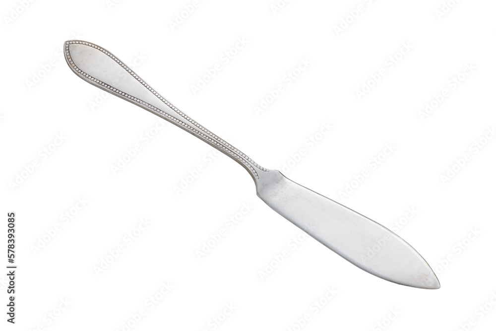 Stainless steel table knife for fish, cut out, photo stacking Stainless steel table knife for fish, cut out, photo stacking