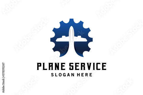 Modern aircraft repair service logo design