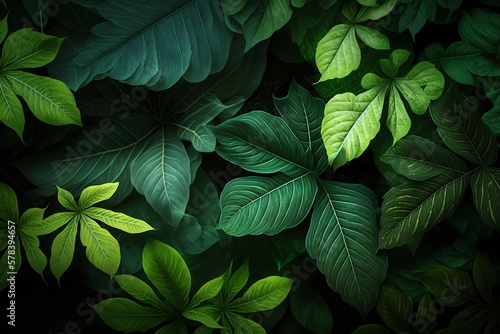 Verdant Veins  A Green Foliage Texture. Generative AI