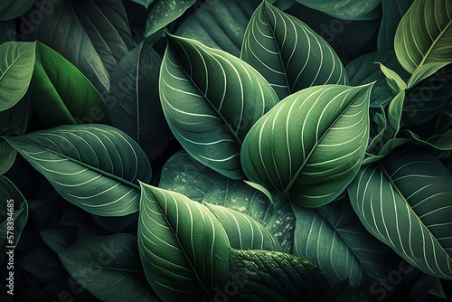 Wallpaper Mural Verdant Veins: A Green Foliage Texture. Generative AI Torontodigital.ca