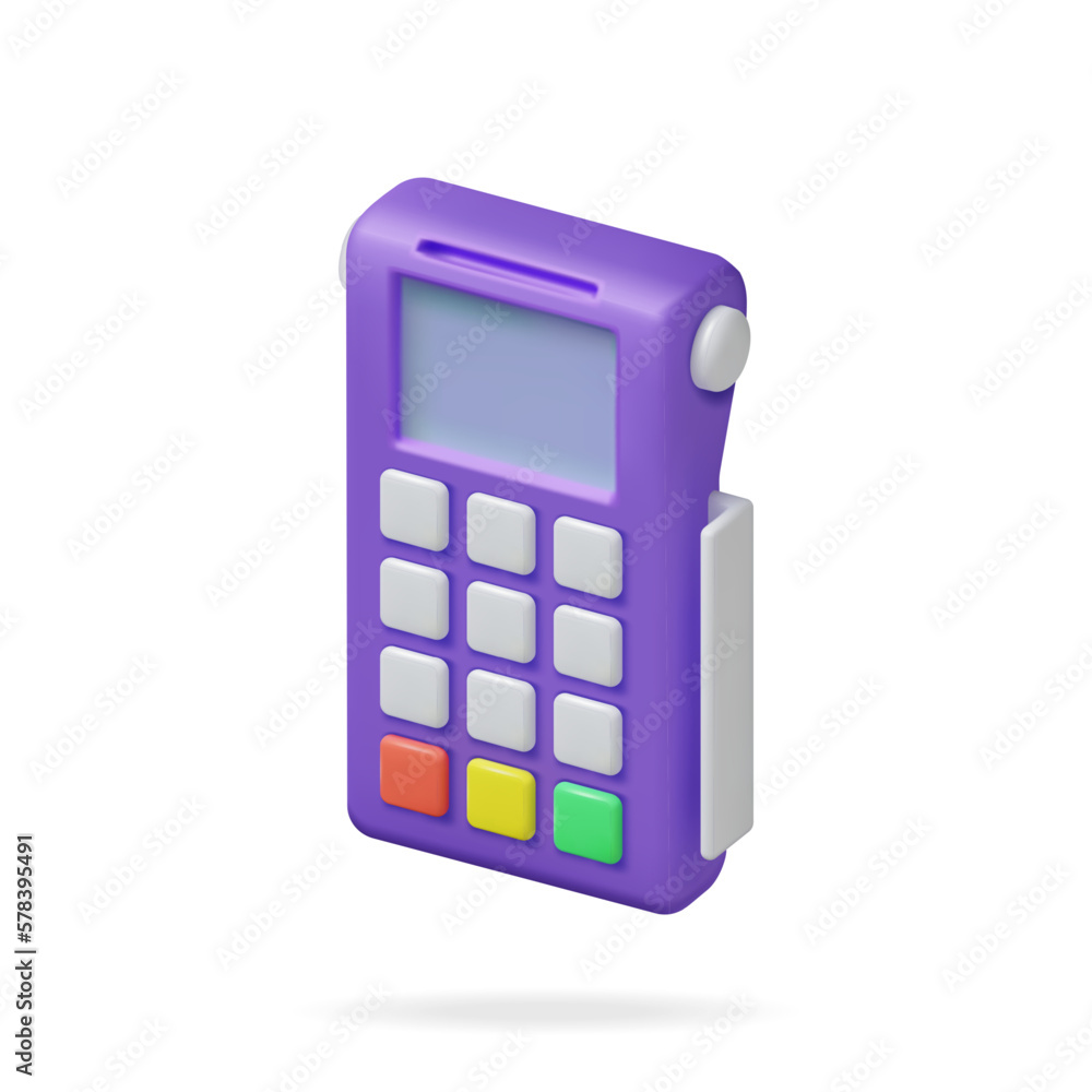 3D Payment Terminal Isolated. Render Modern POS Bank Payment Device. Payment NFC Keypad Machine. Credit Debit Card Reader. Contactless Payment Transaction Vector illustration 3D Payment Terminal Isolated. Render Modern POS Bank Payment Device. Payment NFC Keypad Machine. Credit Debit Card Reader. Contactless Payment Transaction Vector illustration