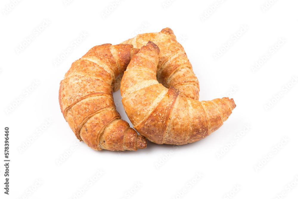 Croissant over white background