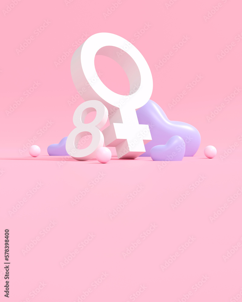 Women’s Day, an occasion of female fight and remembrance, Greeting card design for Banner on Pink. copy space, digital, banner, website -3d illustration Women’s Day, an occasion of female fight and remembrance, Greeting card design for Banner on Pink. copy space, digital, banner, website -3d illustration
