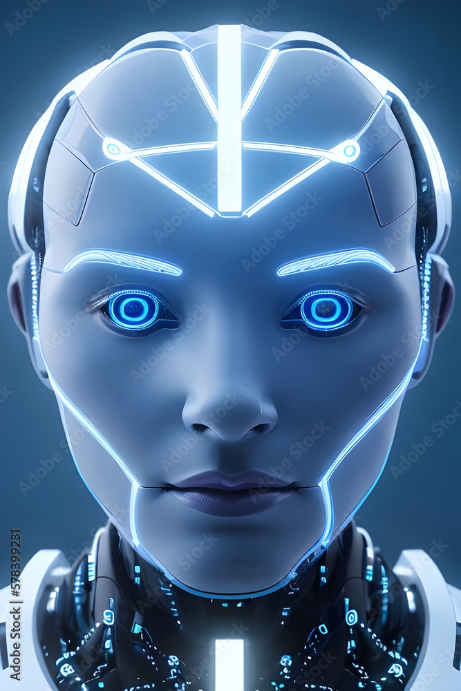 Portrait of Cybernetics and Artificial Intelligence robotic Technology. Generative AI Portrait of Cybernetics and Artificial Intelligence robotic Technology. Generative AI