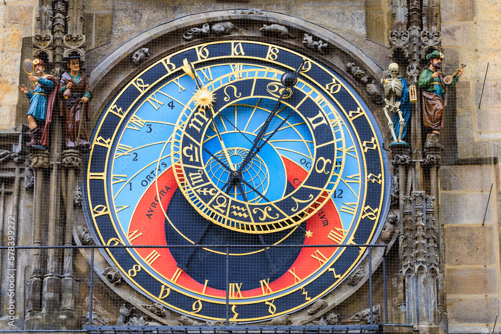 Prague astronomical clock close-up. The main attraction of the capital of the Czech Republic. Background Prague astronomical clock close-up. The main attraction of the capital of the Czech Republic. Background