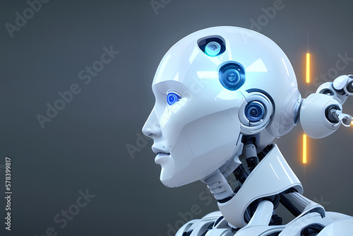 portrait Graphic Concept of Cybernetics and Artificial Intelligence robotic Technology. Generative AI