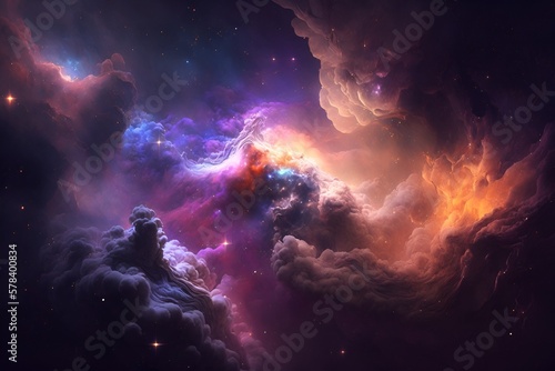 A colorful galaxy with a blue and purple nebula made with generative AI