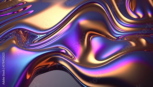 Abstract background with glowing lines  violet wavy color created with generative AI technology