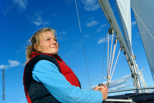 Blond Scandinavian Woman sailing