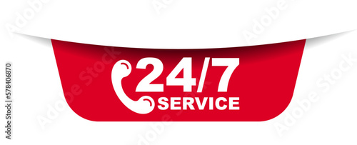 red vector illustration banner 24/7 service