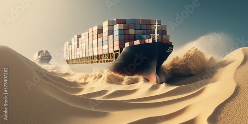 Cargo container ship sailin...
