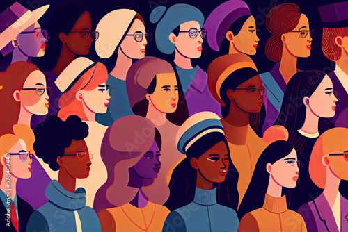 International Womens Day. Vector illustration with women different nationalities and cultures