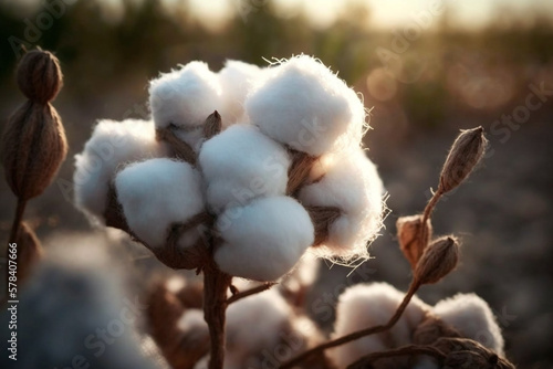 An illustration of a cotton plant that is ready to be harvested. Cultivated commercially to make high-quality textiles. photo