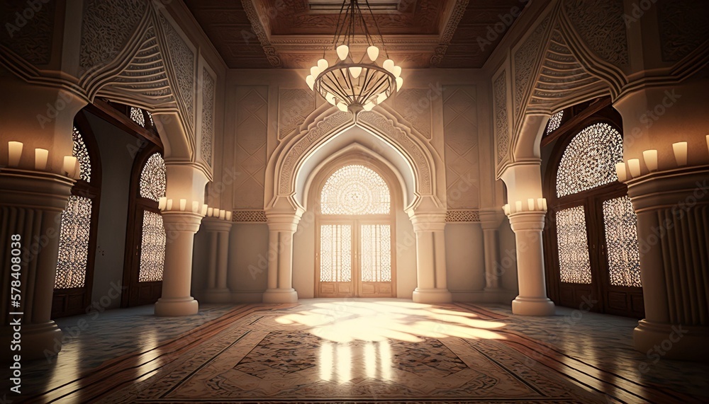 interior room in the mosque, Generative AI