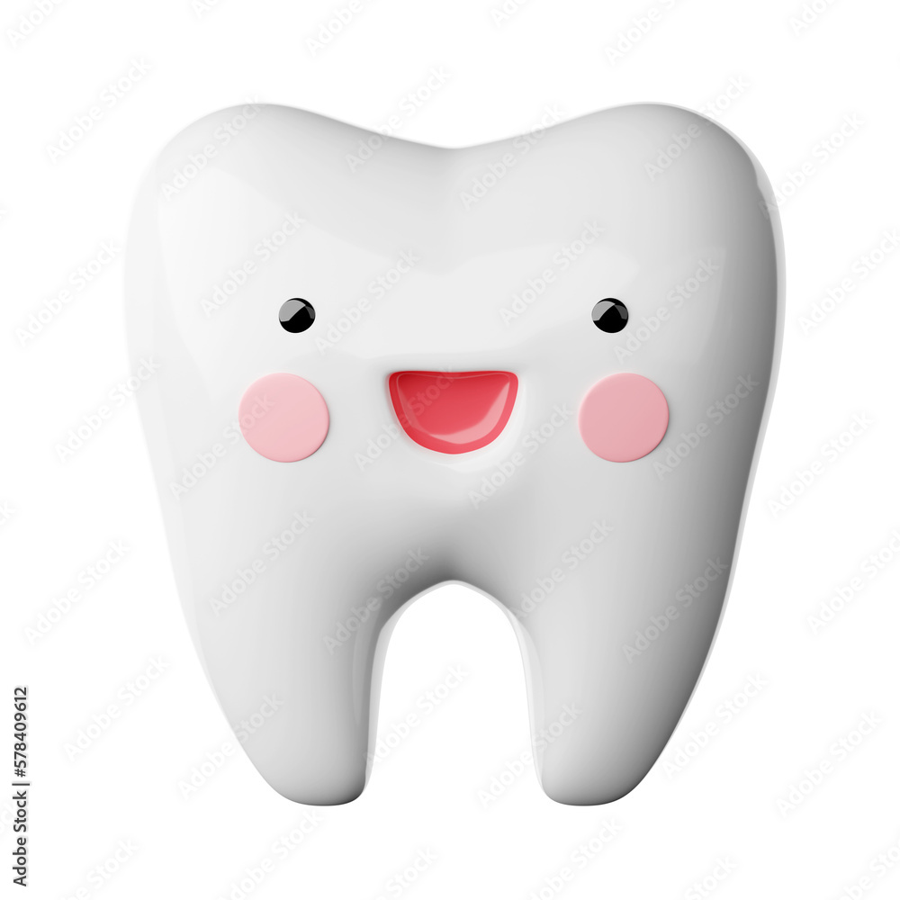 Character of white teeth, cute cartoon style, smiling brightly with transparent background 3d render Character of white teeth, cute cartoon style, smiling brightly with transparent background 3d render