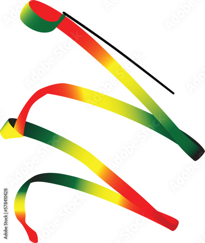 rainbow ribbon for rhythmic gymnastics, colored silhouette on white background, vector illustration