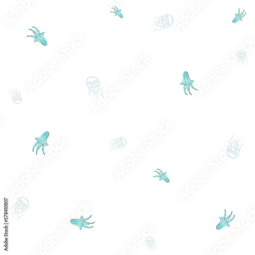 Jellyfishes  seamless pattern with vector hand drawn illustrations 