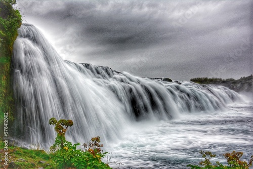 Faxi Waterfall, a cloudy day, summer in Iceland photo