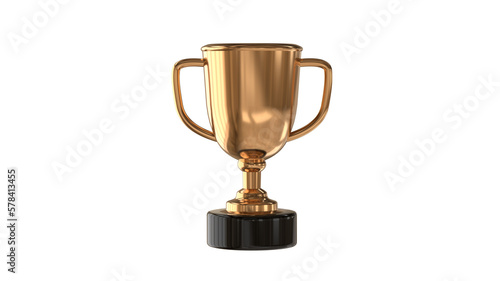 Bronze championship trophy isolated on white background - 3d rendering, 3d illustration 