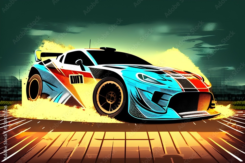 Rally racing sport grunge background, vector checkered flag and tire ...