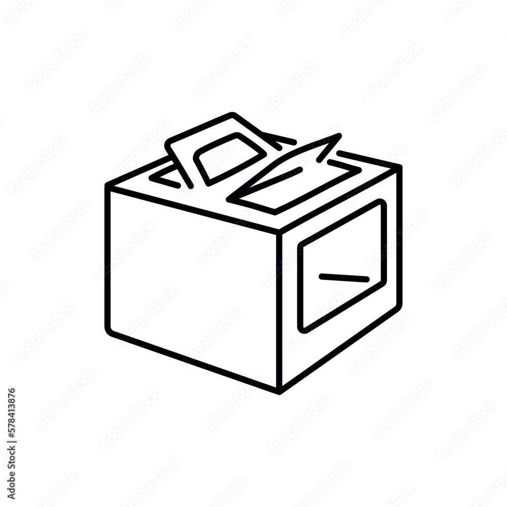 Cardboard packaging for a cake black line icon. Cardboard packaging for a cake black line icon.