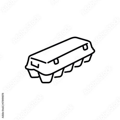 Packaging for eggs black line icon.